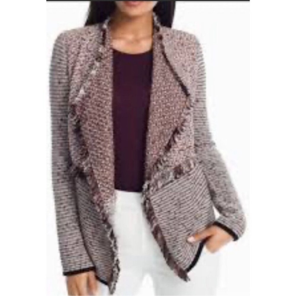 White House Black Market Tweed Fringe Cardigan - Picture 2 of 11